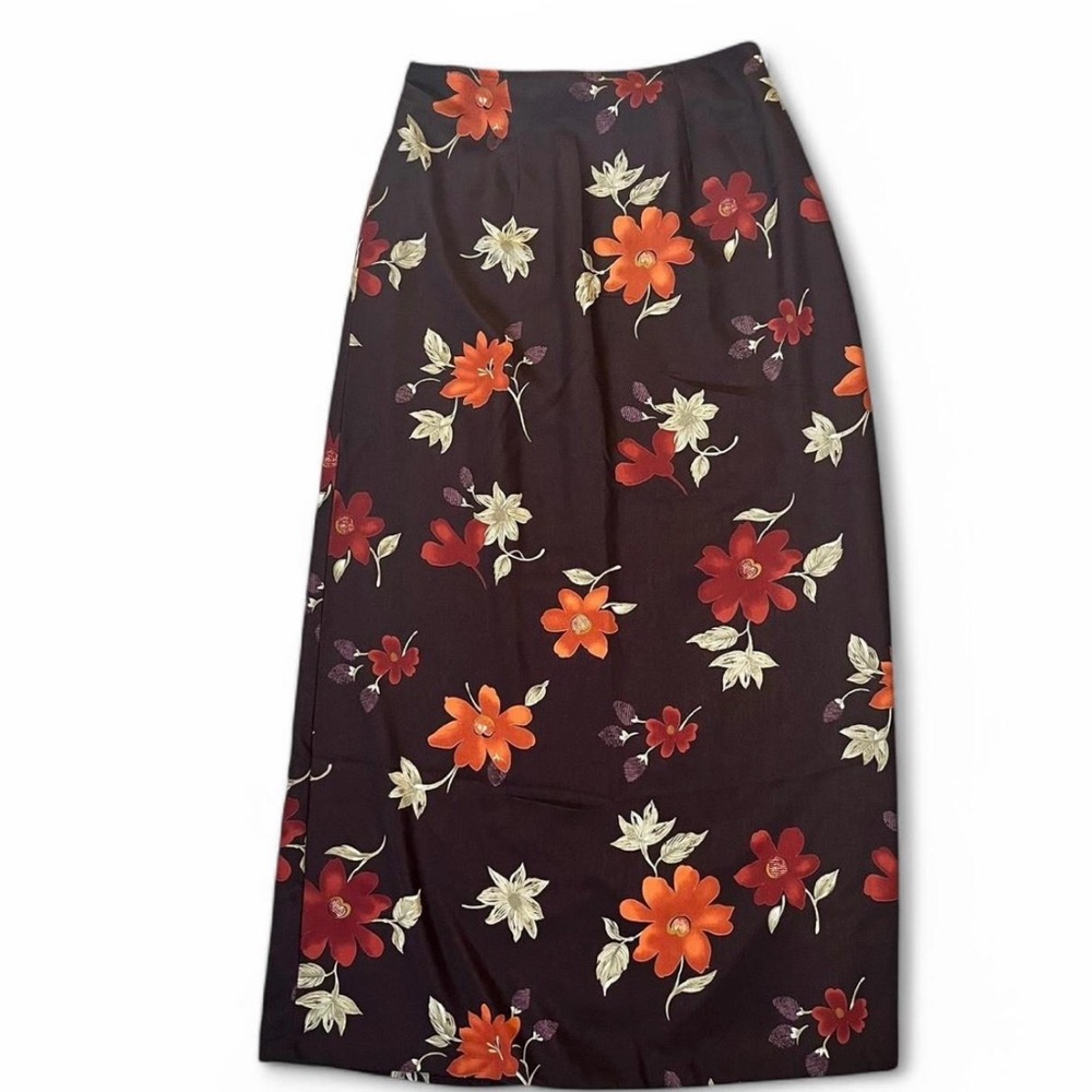 Floral Maxi Skirt - Brown with Orange Flowers size 5
